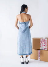 Halter neck denim dress