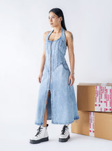 Halter neck denim dress