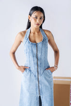 Halter neck denim dress