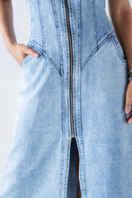 Halter neck denim dress