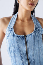 Halter neck denim dress