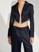 Tailored Cropped Blazer with Embellishment