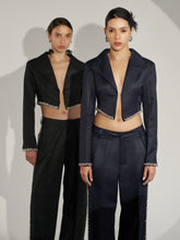 Tailored Cropped Blazer with Embellishment