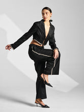 Tailored Cropped Blazer with Embellishment